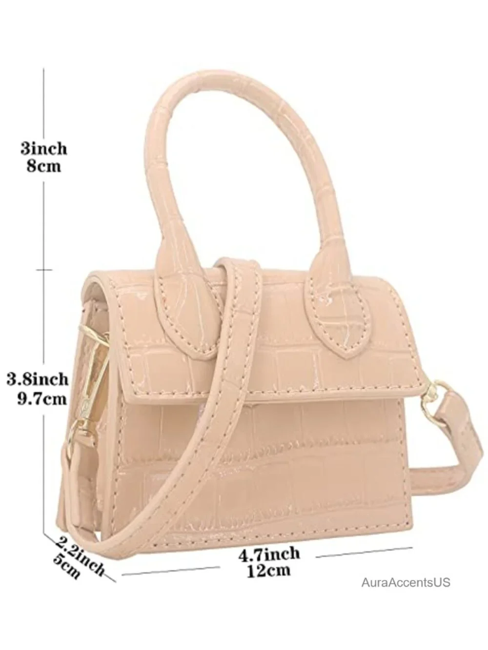 Mini Crossbody Bag Vegan Leather Flap Purse Top-Handle Clutch Handbag